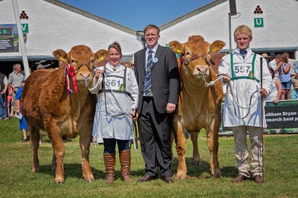 Foxhillfarm Gracie & Glenrock Fantastic pictured with Limousin Judge Bruce Goldie