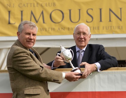 President of the NI Limousin Cattle Club, Jim Scott (left), with retiring President John Gordon MBE