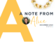 A Note from Alice – December 2023